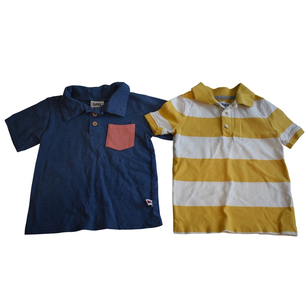 Lot of 2 2T Toddler Boys Old Navy Dapper Dude Polo Blue & Yellow Shirts